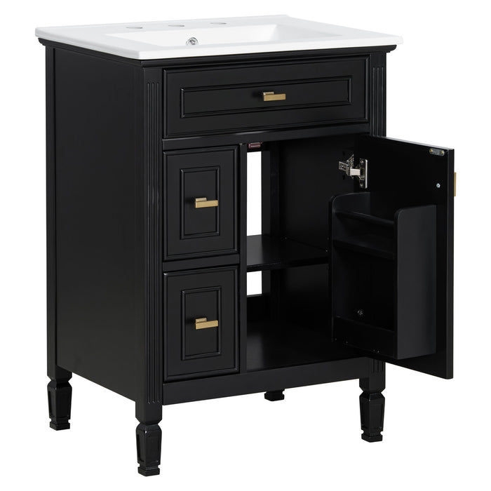 Modern Bathroom Vanity With Sink, Flip Drawer, 2 Drawers, Adjustable Shelf