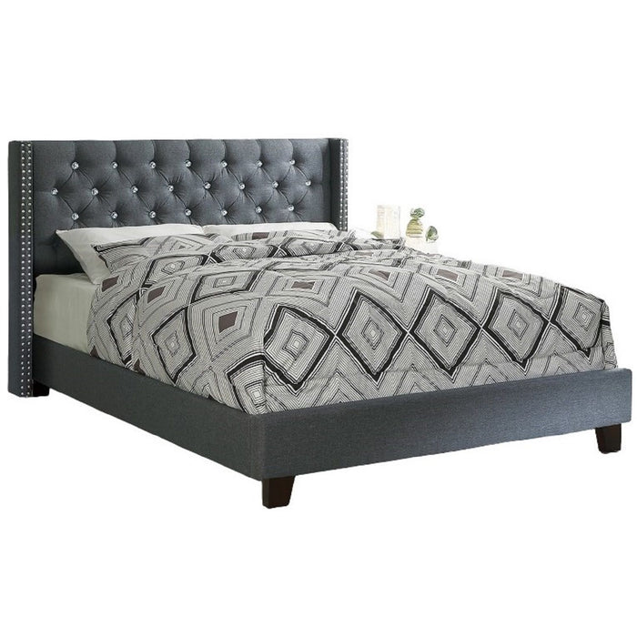Contemporary Style Bed With Diamond Tufted Headboard