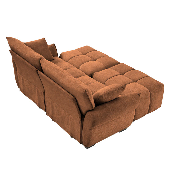 Sofa Set With Ottoman And Pillows, Textured, High Resilience Cushions