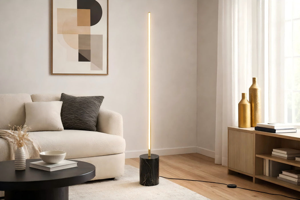 Prism - LED Floor Lamp With On / Off Switch Base - Gold / Marble