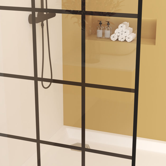 Framed Glass Shower Screen - Matte Black