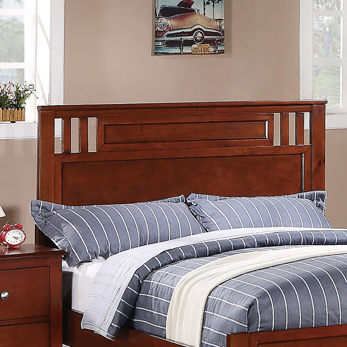 Simple Frame With Headboard And Vertical Carved Design