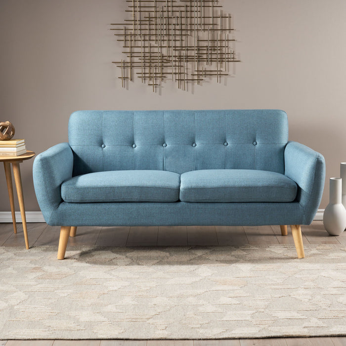 Modern Loveseat Sofa With Button Tufted Backrest