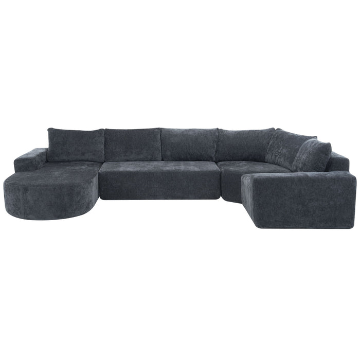 Modular Cloud Sectional Sofa Set, U-Shaped Upholstered Couch With Deep Seat