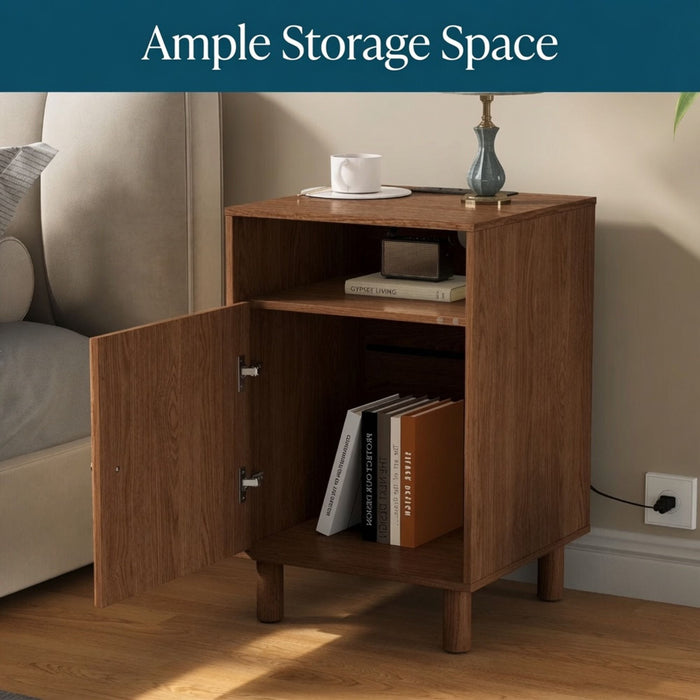 Nightstand With Charging Station & Storage