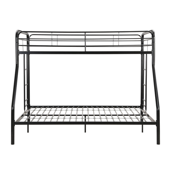 Modern Twin Over Full Metal Bunk Bed With Trundle And Dual Side Ladder And Metal Design - Black / Brown
