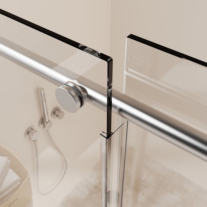 Frameless Single Sliding Soft Close Shower Doors, 5/16" Sgcc Tempered Glass