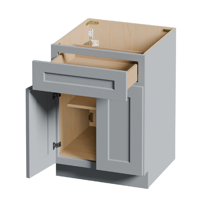 Shaker Base Cabinet With Soft Close Door And Drawer, Space Saving Unit - Gray