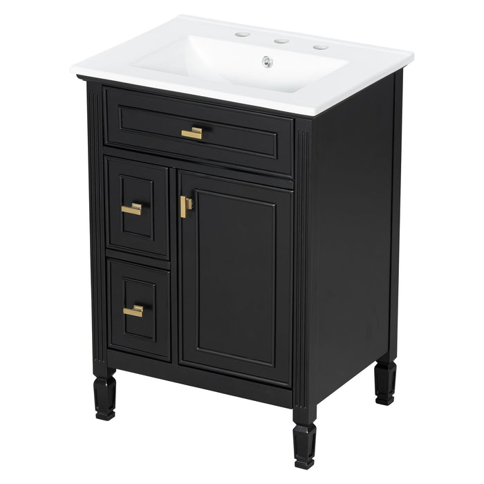 Modern Bathroom Vanity With Sink, Flip Drawer, 2 Drawers, Adjustable Shelf