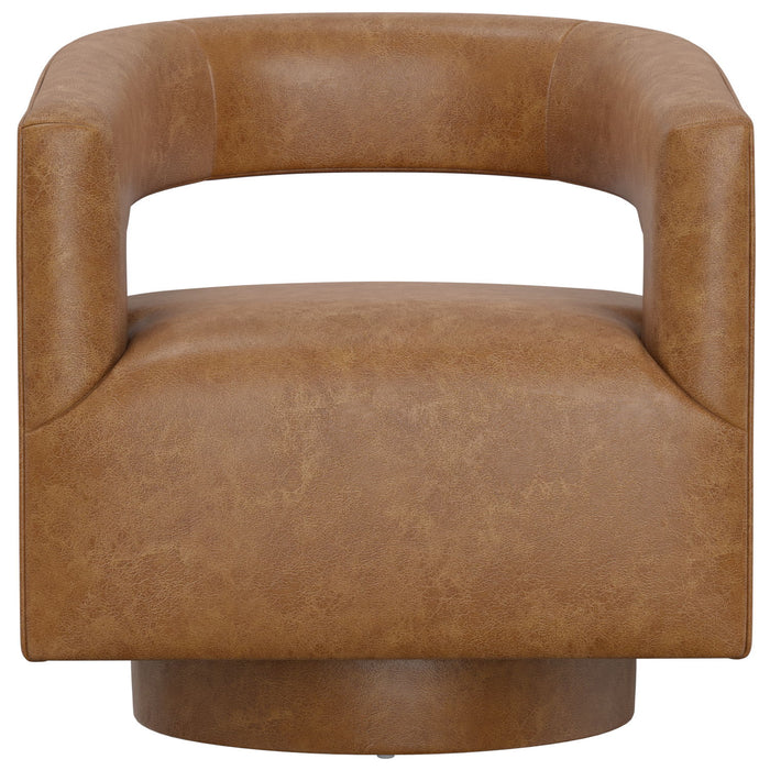 Swivel Accent Chair With Geometric Backrest
