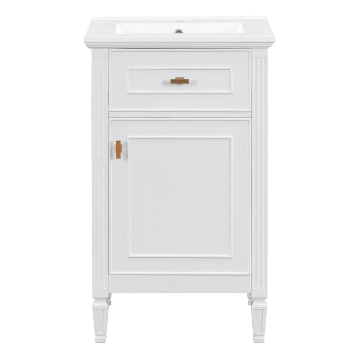 Bathroom Vanity With Sink, Adjustable Shelf, Tilt-Out Drawer
