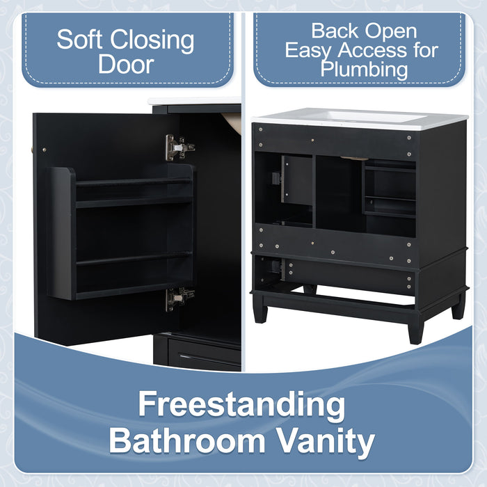 Freestanding Bathroom Vanity With Sink, Soft Close Door, 3 Drawers