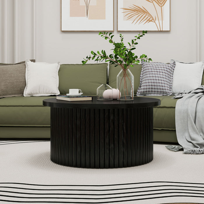 Coffee Table, Round Coffee Table, Modern Side Tables Accent End Table For Living Room, Apartment - Black