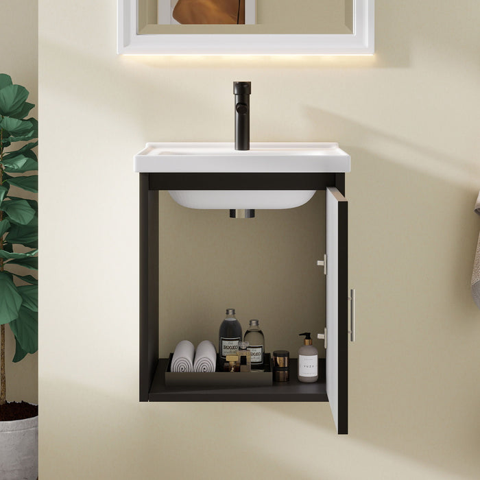Floating Bathroom Vanity Combo, Wall Mounted Cabinet With Sink & Soft Close Doors For Small Bathrooms