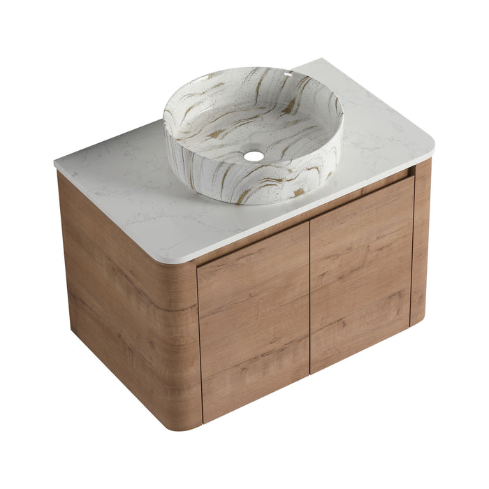 Wall Mounted Bathroom Vanity With Art Sink, 1 Soft Close Door