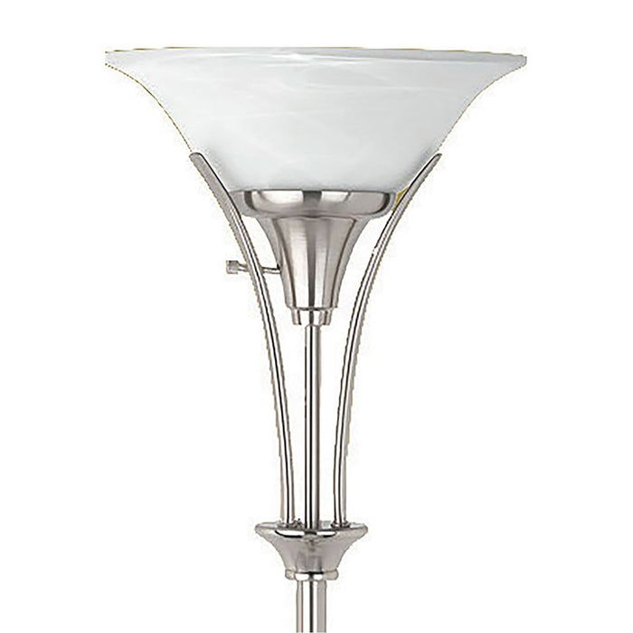 Jessa - Torchiere Floor Lamp With Soft Glass Shade - Silver