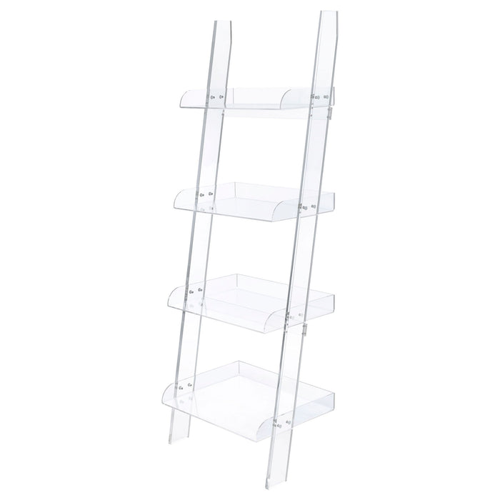 Cimarron - Ladder Bookcase With 4 Shelves - Clear