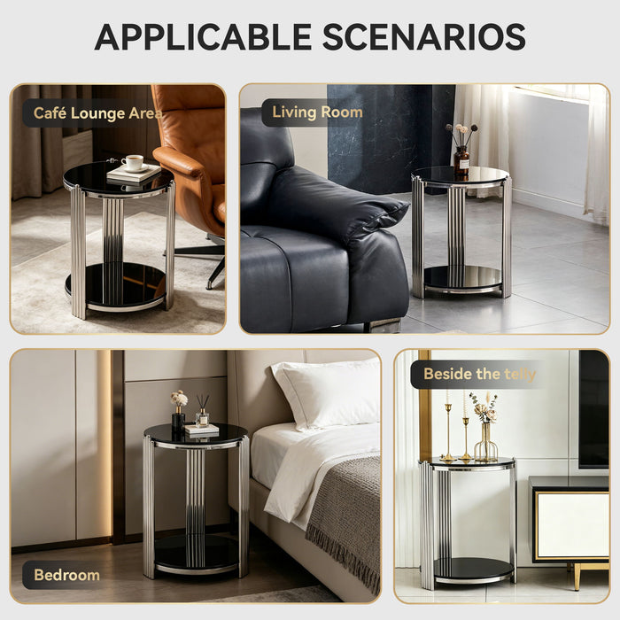 Round Table With Double Layer Storage