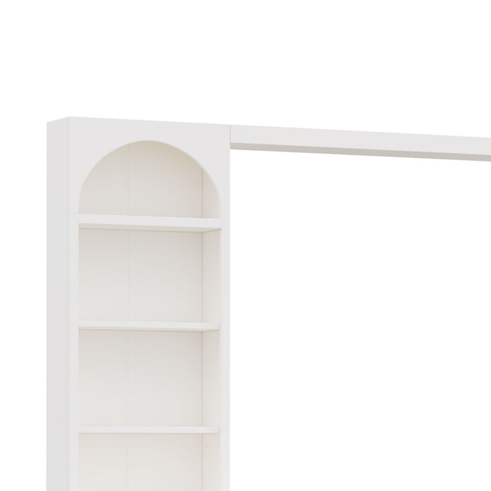 Arched Entertainment Center Wall Unit With 6 Drawers, Large TV Stand With Bookshelves