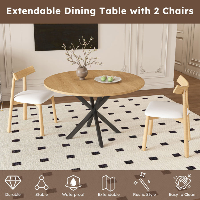 Modern Extendable Round Dining Table Set, Table With Chairs
