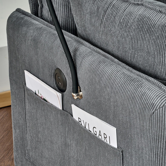 Comfy Corduroy Oversized Chaise Lounge Chair With Ottoman And Storage