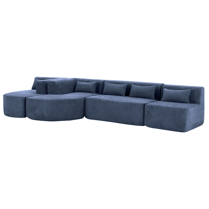 Upholstered Sofa Free Combined Sofa Couch With 2 Chaise Lounge And Five Back Pillows For Living Room