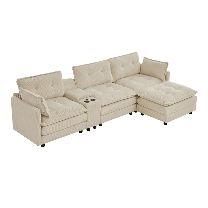 Oversized Modular Sectional Sofa With Multi Functional Console