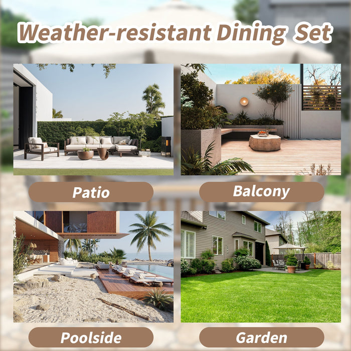 6 Person Outdoor Wooden Dining Set With Umbrella Hole And Removable Cushions For Patio - Gray