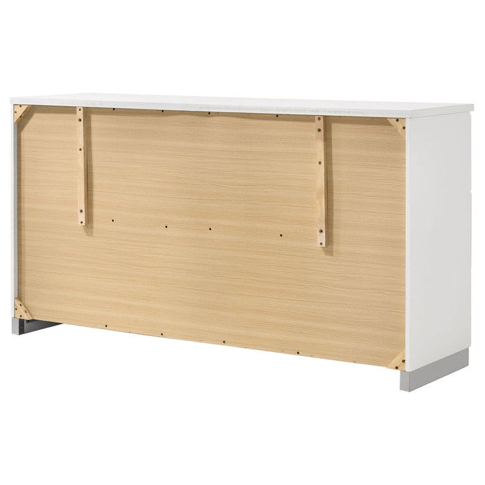 Dulcey - 6 Drawer Dresser With Accents, Bedroom Storage - Gloss White