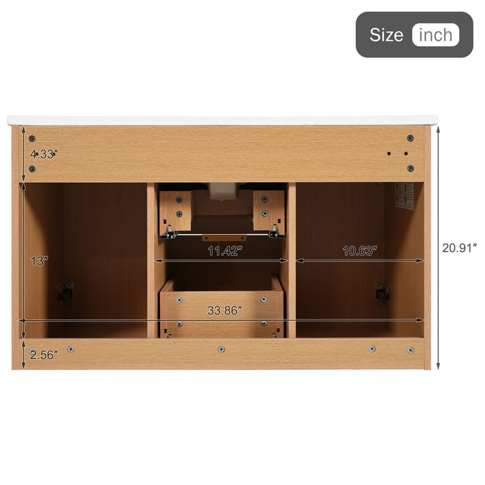 Modern Wall Mounted Bathroom Vanity, Soft Close Doors