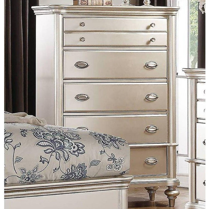 Bedroom Furniture Chest Of Drawers, 5 Drawer Storage - Champagne / Silver / Gray