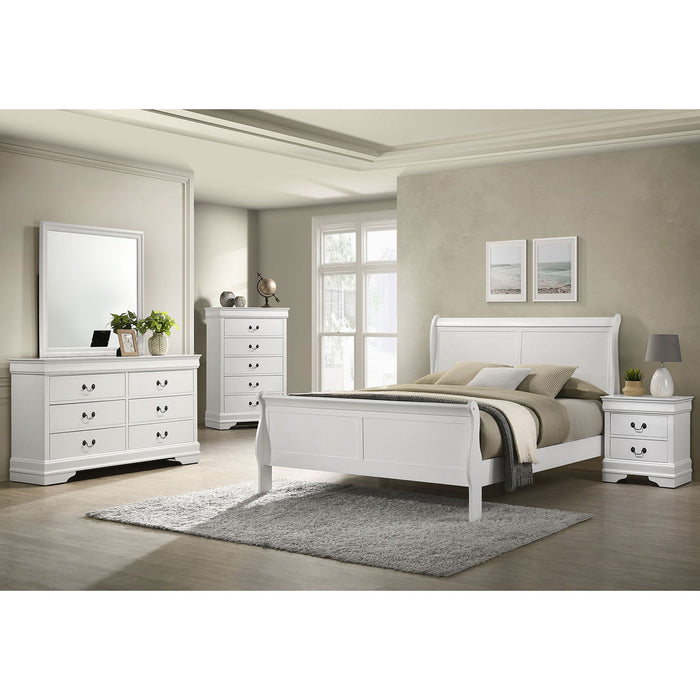 Mckee - Queen Sleigh Panel Bed With Curved Legs - White
