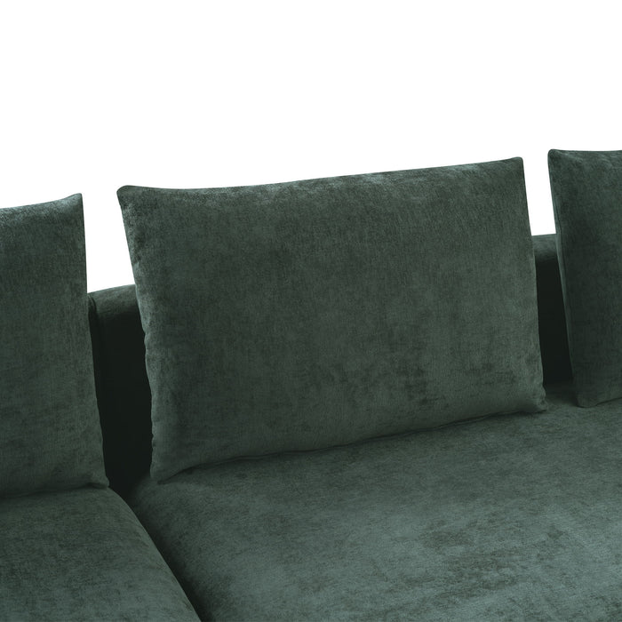Modern L Shaped Sectional Sofa With Chenille Upholstery And Wooden Storage
