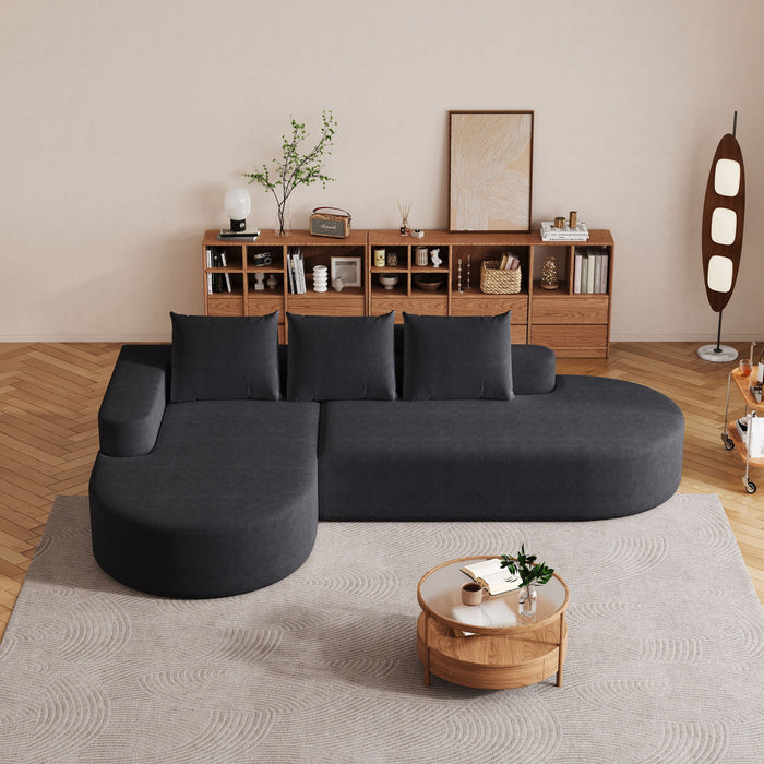 Modern Curved Sofa, L-Shaped Modular Sectional Set With 3 Pillows