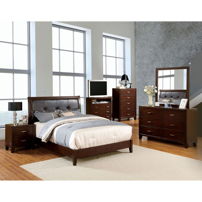 Eastern King Bed With Button Tufted Headboard - Brown