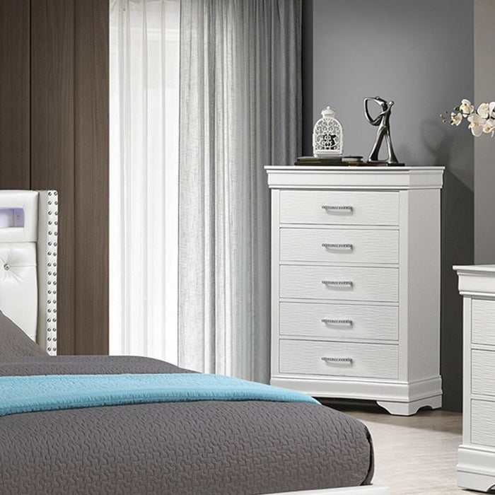 Chest, 5 Drawer Storage Furniture - White