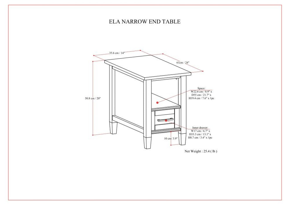 Ela - Narrow End Table - Brown