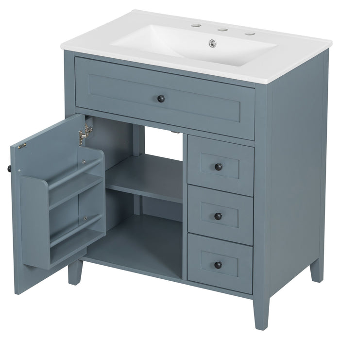 Bathroom Vanity With Sink, 3 Drawers And Adjustable Shelf