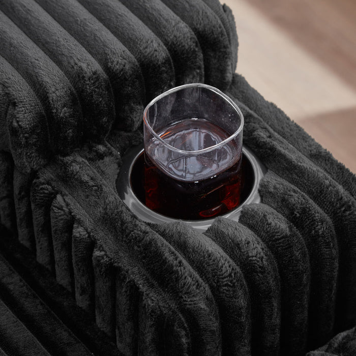 Modern Chaise Sofa With Adjustable Backrest, Cup Holders, Phone Holder & Storage Compartments For Living Room