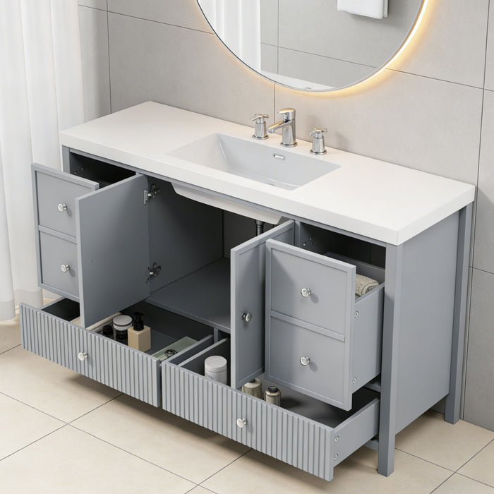Bathroom Vanity With Separate Sink, Soft Close Doors And 4 Drawers