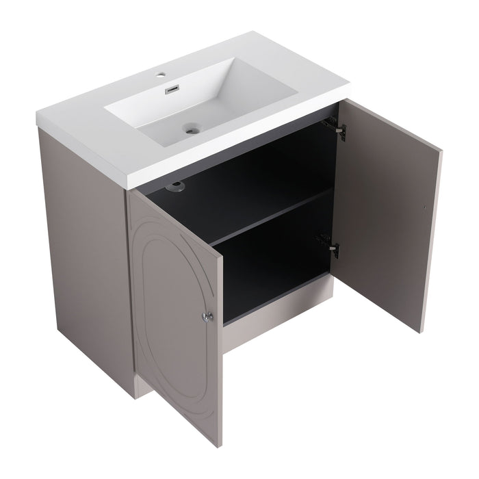 Contemporary Freestanding Bathroom Vanity With Resin Sink & Soft-Close Cabinet Doors