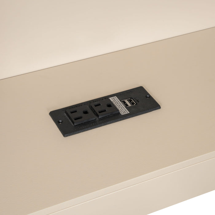 Upholstered Headboard Platform Bed With Storage Shelves, Drawers, Charging Station