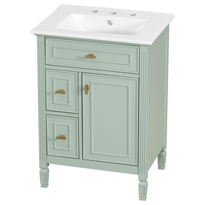 Bathroom Vanity With Sink, Flip Drawer, 2 Drawers, Adjustable Shelf