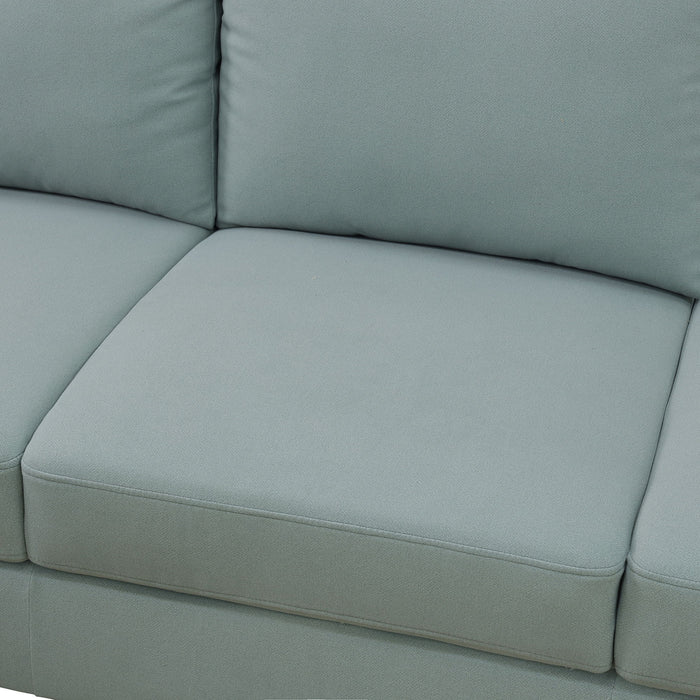 L - Shaped Sectional Sofa With Left Chaise & Ottoman - Pale Green