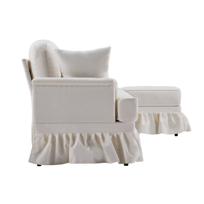 Cloud Sofa With Removable Ruffled Skirt With Ottoman And Flared Arms