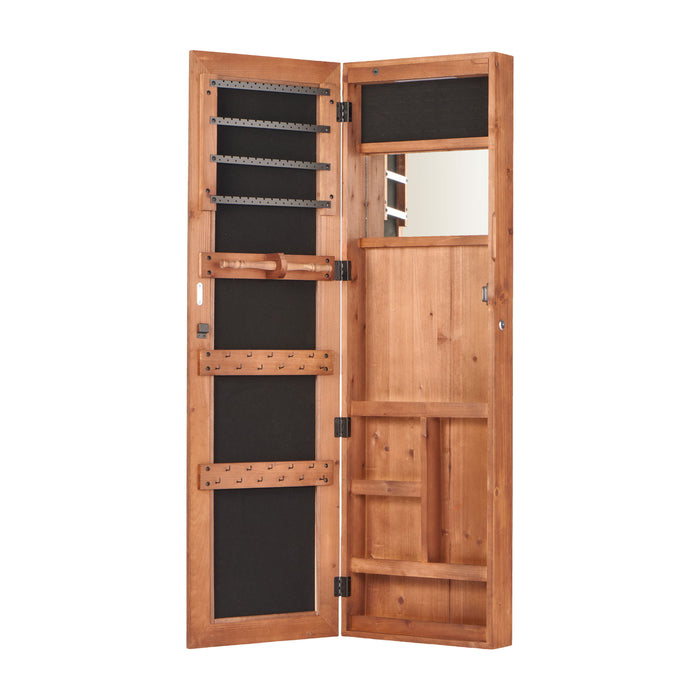 Jewelry Armoire Organizer With Full Length Mirror, Wall Mounted Lockable Cabinet With LED Light