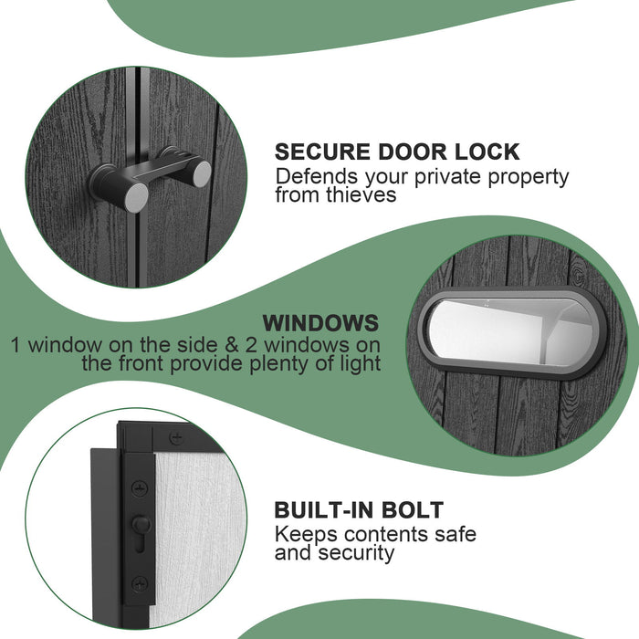 10 Ft. W X 7 Ft. D Plastic Storage Shed With Floor - Black / Gray