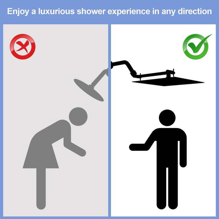 Luxury Rain Shower Head With Adjustable Arm, 10" Square, Stainless Steel - Brushed Nickel