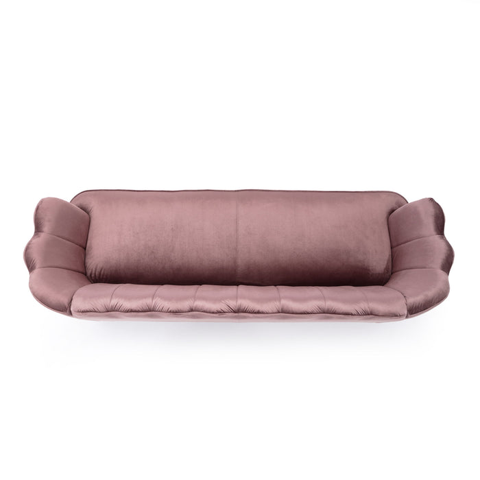 Modern Glam 3 Seater Sofa With Velvet Texture