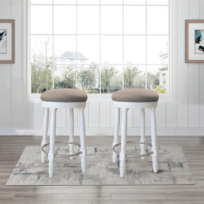 360° Swivel Wooden Barstools With Upholstered Seat, Counter Height (Set of 2)